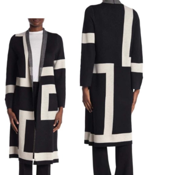 vertigo open front allover print cardigan